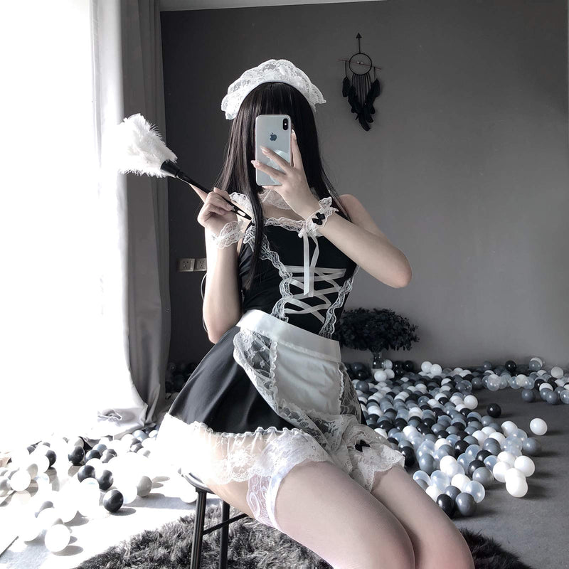 [Australia] - Iunong, Maid Dresses Sissy Maid Dress Cosplay Sweet Classic Lolita Apron Maid Dress with Socks 