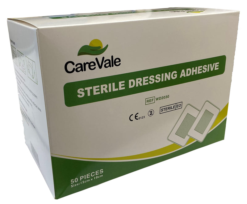 [Australia] - CareVale Adhesive Sterile Dressings - First Aid Plasters Cuts & Wounds, Burns (8 X 6 CMS Box X 50) 8 X 6 CMS Box X 50 