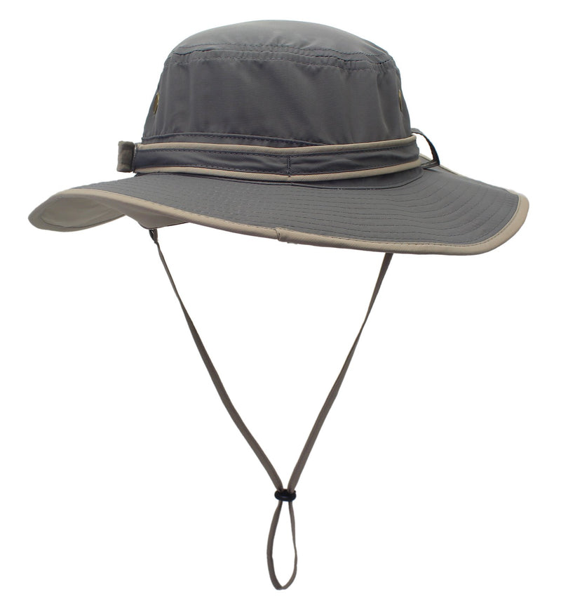 [Australia] - Home Prefer Mens Sun Hat with Neck Flap Quick Dry UV Protection Caps Fishing Hat B-gray Brim 