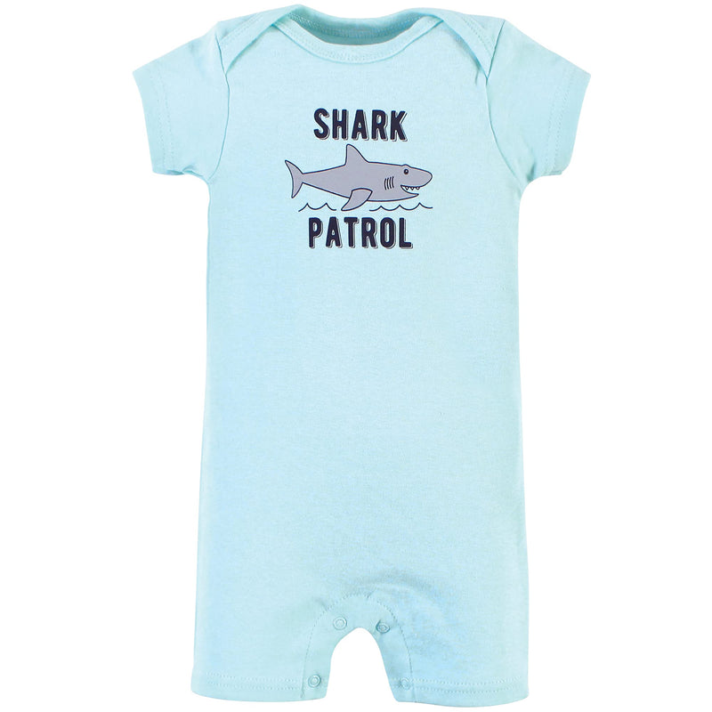 [Australia] - Hudson Baby Baby Boys' Cotton Rompers 0-3 Months Shark Patrol 