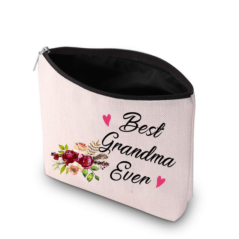 [Australia] - PXTIDY Best Grandma Ever Cosmetic Bag, Best Grandma Gifts,Makeup Pouch for Grandma, Grandma Greeting Birthday Makeup Bag, Mother's Day Gifts for Grandmother (beige) beige 