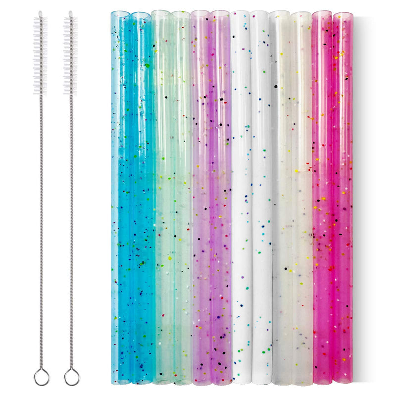 [Australia] - Reusable Silicone Drinking Straws, 12 Pcs Eco Friendly Silicone Straws 2 cleaning Brushes,for 30oz and 20oz Tumblers, Rtic,Yeti, Ozark, (Two-tone Dot, 10 inches) Two-tone Dot 10.0 Inches 