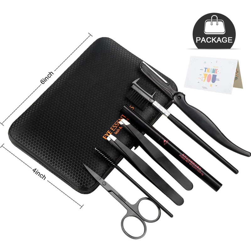 [Australia] - SENXILLER Eyebrow Kit Razor Pencil Brush Stencil Scissors Tweezers Grooming Kit with Mirror for Men and Women (Dark Brown Eyebrow Pencil) 001 