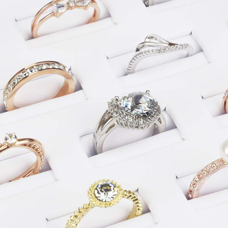 [Australia] - Mooca Premium White Leatherette 18 Slots Ring Tray Display, Slotted Ring Showcase Display Jewelry Organizer Stand, Jewelry Ring Holder for Showcase 