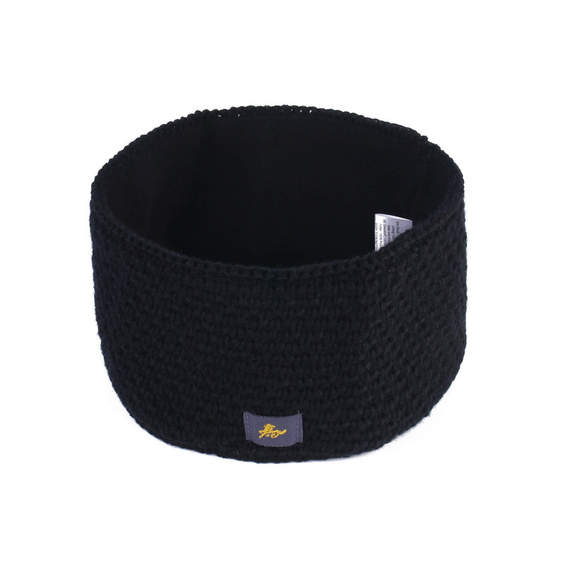 [Australia] - Knitted Headband for women Neck Warmer Fleece Lining trendy Pattern Hairband Winter Black 