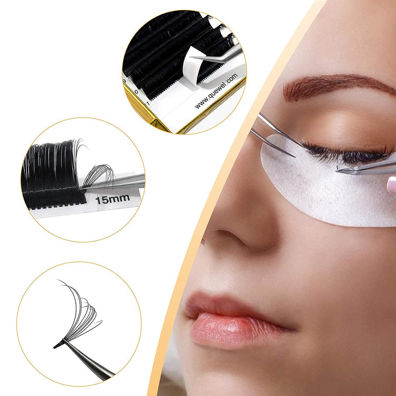 [Australia] - Easy Fan Lashes 0.03C Curl 11mm QUEWEL Easy Fan Russian Lashes 2D-20D Volume Lash Extensions Self Fanning Eyelash Extensions Easy Fan Volume Lashes Automatic Blooming (0.03C 11mm) 11 mm 0.03-C Curl 