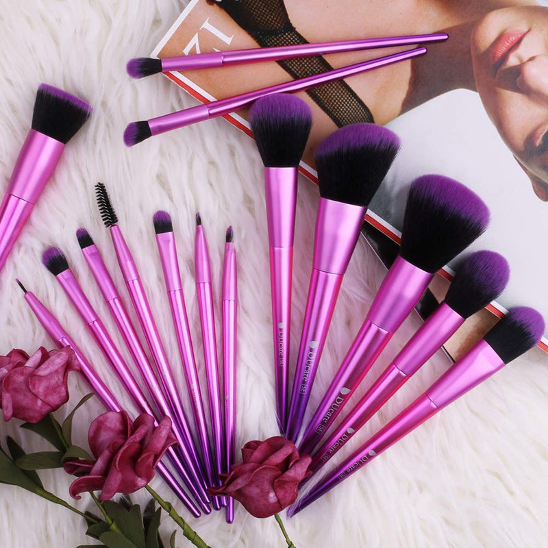 [Australia] - Makeup Brushes Professional Pink Set - 15Pcs Make up Brushes Premium Synthetic Kabuki Brush for Foundation Concealer Eye Lip Face Blending Cosmetic Kit 