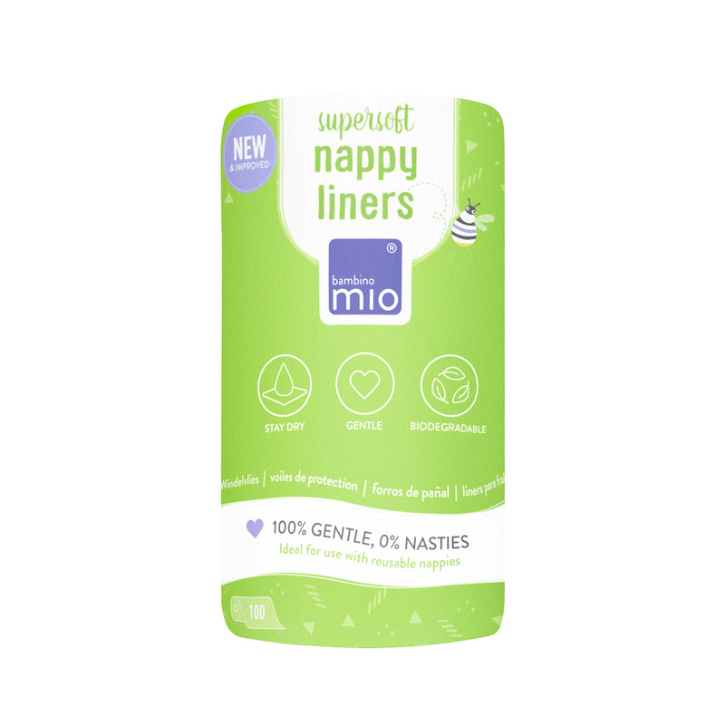 [Australia] - Bambino Mio, Supersoft Nappy Liners, Biodegradable, 100 Liners 100 Count (Pack of 1) White 