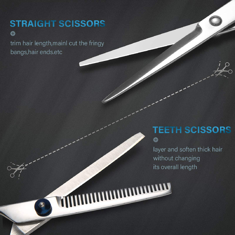 [Australia] - Hair Cutting Scissors Kit,11 Pcs Professional Haircut Scissors Kit with Cutting Scissors,Thinning Scissors,Neck Duster Brush,Comb,Barber Cape,Hair Clips,Hairdressing Shears Set for Barber and Home 