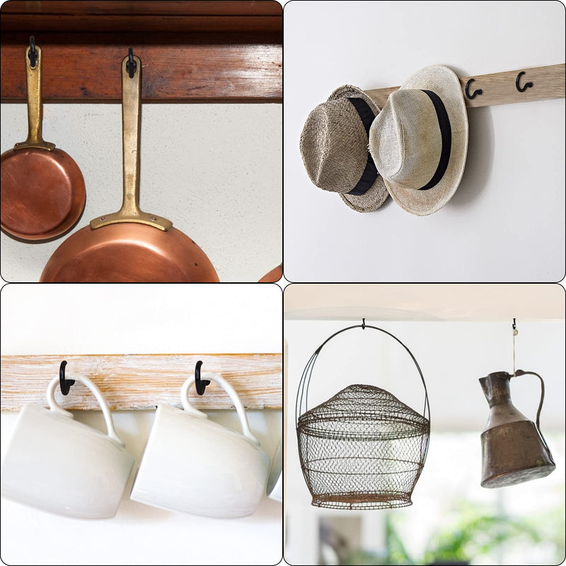 [Australia] - 90 Pcs Black Ceiling Hooks kit, 6 Sizes Vinyl Coated Screw-in Ceiling Hooks, Plant Hooks Kitchen Hooks Cup Hooks Ceiling Hooks for Hanging (1/2", 5/8",3/4",7/8",1'',1-1/4") 