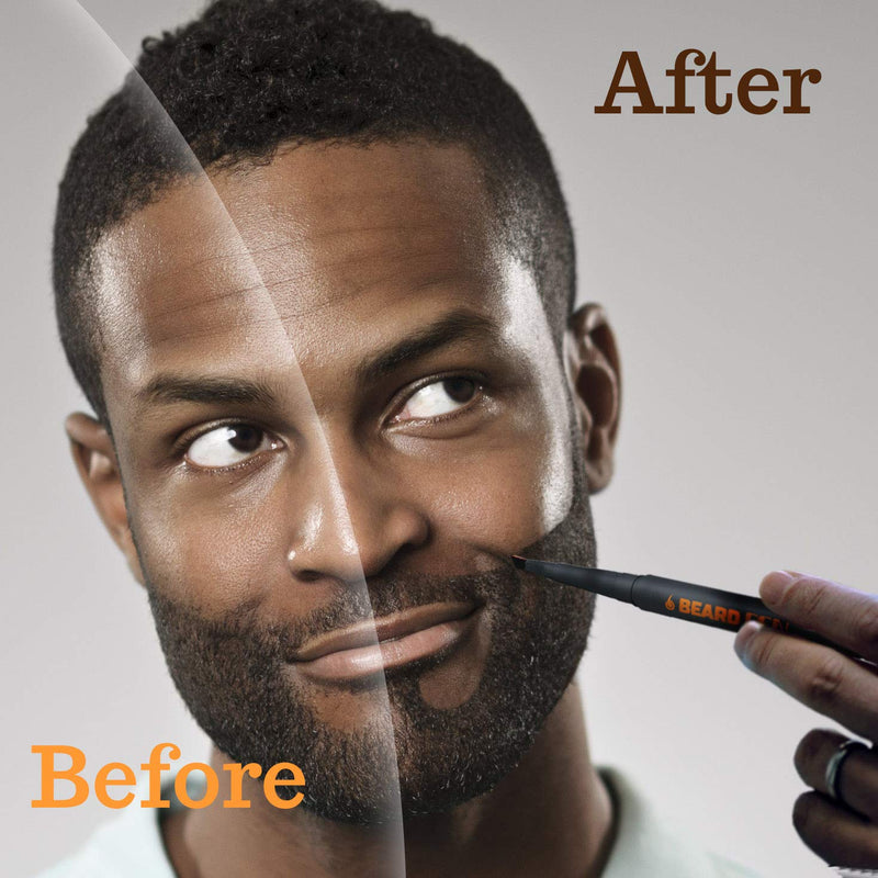 [Australia] - FOLLICLE BOOSTER Beard Pen - Waterproof Proof & Sweat Proof, Long Lasting Solution & Natural Finish Barber Pencil and Brush Male Mustache Repair Shape, Effective Enhance Facial Hair - BLACK 