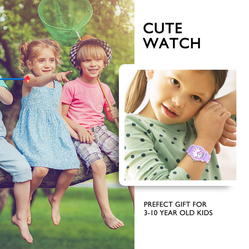 [Australia] - Kids Watch,Girls Watch 3D Cute Cartoon Waterproof Silicone Children Toddler Wrist Watch for 3-10 Year Girls Little Child 02-LightPurple 