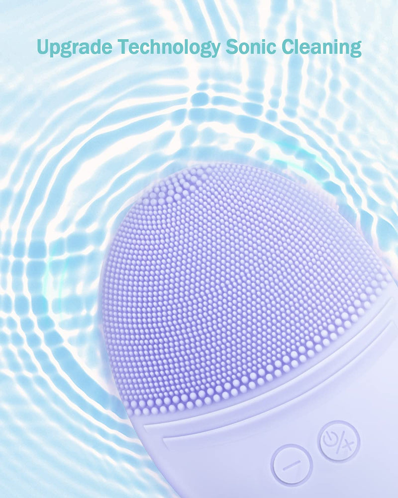 [Australia] - EZBASICS Facial Cleansing Brush made with Ultra Hygienic Soft Silicone, Waterproof Sonic Vibrating Face Brush for Deep Cleansing, Gentle Exfoliating and Massaging, Inductive charging (Violet) Violet 