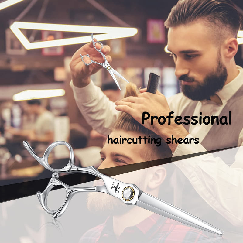 [Australia] - Hairdressing Scissors 6 Inch Hairdresser Scissors Professional Salon Barber Scissors Japanese Stainless Steel Hair Cutting Scissors for Men Women Children‚Ä¶ HS03-SilverStraight2 