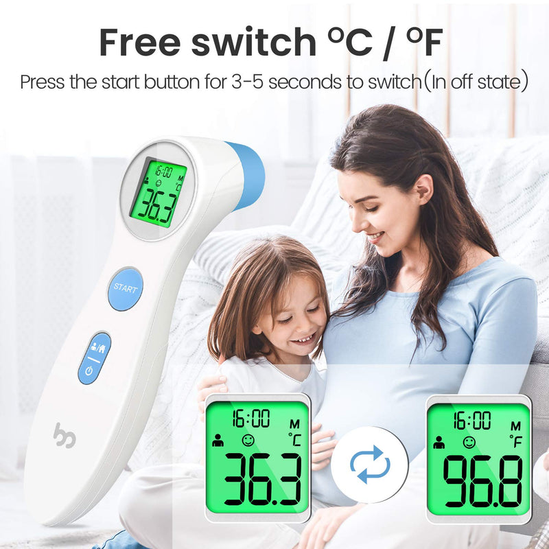 [Australia] - Femometer Forehead Thermometer for Adults Kids, Non Contact Infrared Thermometer, Digital Baby Thermometers Body Temperature Thermometer (White) White 