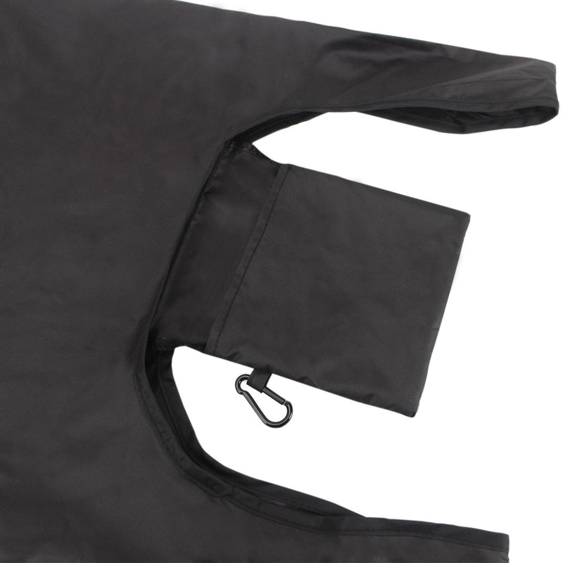 [Australia] - Luxja 3pcs Reusable Shopping Bag, Fold Up Shopper with Attached Pouch, Washable, Durable and Lightweight Black 