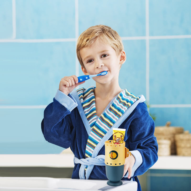 [Australia] - Pwsap Toothbrush Travel Case, Removable and Portable 3 in 1 Toothbrush Holder Cup, Use for Travel, Hiking,Camping, School, Bathroom, Cute and Playful Submarine Styling for Kids and Teens (Blue) Blue 