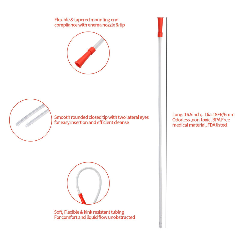 [Australia] - 10Pcs 16" x 18FR Enema Nozzle Rectal Colon Tube Kit for High Enema Coffee Cleaning, Long Enema Attachment Replacement Tip for Colon Cleanser Health Detox Flexible Smooth 