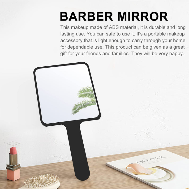 [Australia] - SOLUSTRE Hand Mirror Square Makeup Mirror Handheld Cosmetic Mirror Salon Hairdressing Mirror with Handle, Black 