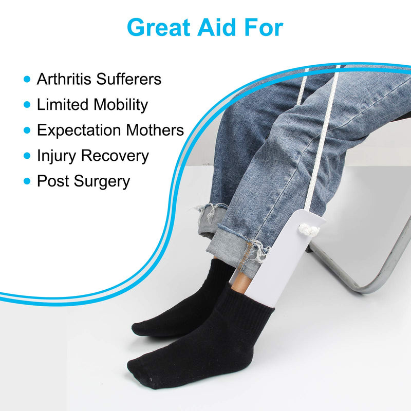 [Australia] - AHIER Sock Aid, Flexible Sock Aid Kit with Shoe Horn, Socks Helper Sock Puller Aid Easy On and Off, Sock Aid Assist with Foam & Shoe Horn Long Handle 