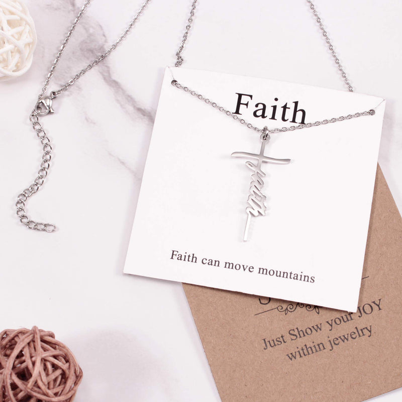 [Australia] - JSJOY Cross Necklace for Women Religious Mens Cross Necklace Chain Faith Cross Pendant Necklace Be the Change 