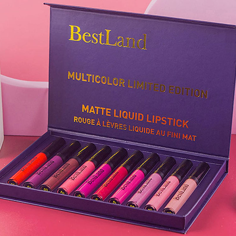 [Australia] - 10pcs/Set Makeup Matte Lipstick Lip Kit, Velvety Liquid Lipstick Waterproof Long Lasting Durable Nude Lip Gloss Beauty Cosmetics Set 