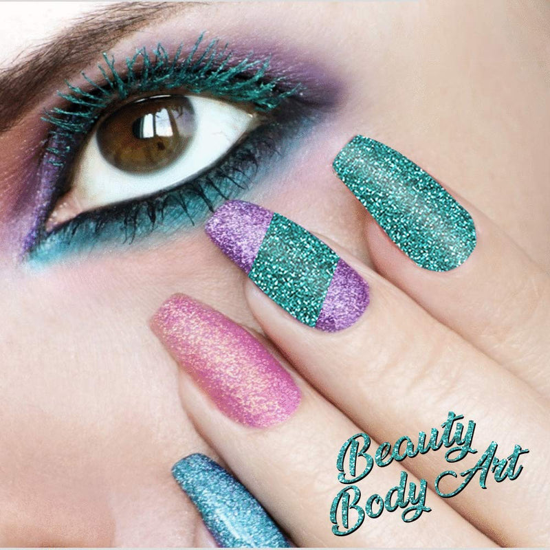 [Australia] - Fine Glitter, YGDZ 150g Blue Green Glitter Cosmetic Body Face Nail Hair Eye Makeup Teal Glitter for Tumblers Resin Slime Crafts Decoration, 0.3mm 