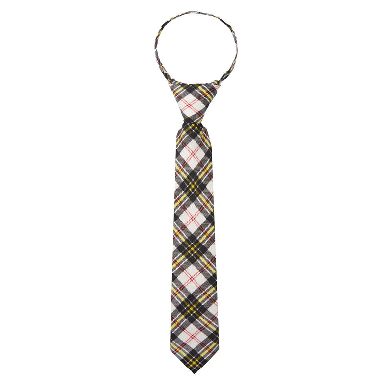 [Australia] - Jacob Alexander Boys' Royal Tartans Plaid 11-inch Zipper Neck Tie Black/White 