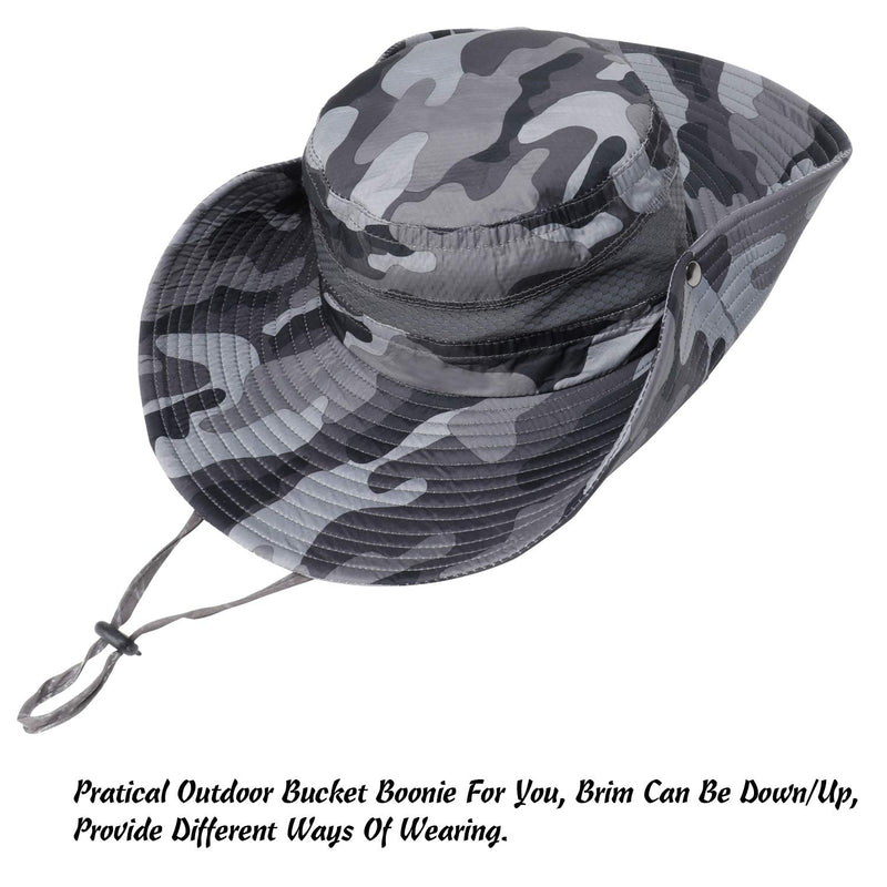 [Australia] - DOCILA Camo Boonie Bucket Hat for Men Women Military Style Outdoor Fishing Safari Hunting Fisherman Sun Caps Grey 