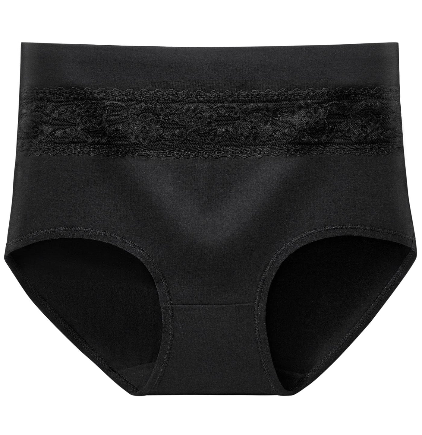 Plus Size 5 Pack Black Cotton High Waisted Full Briefs