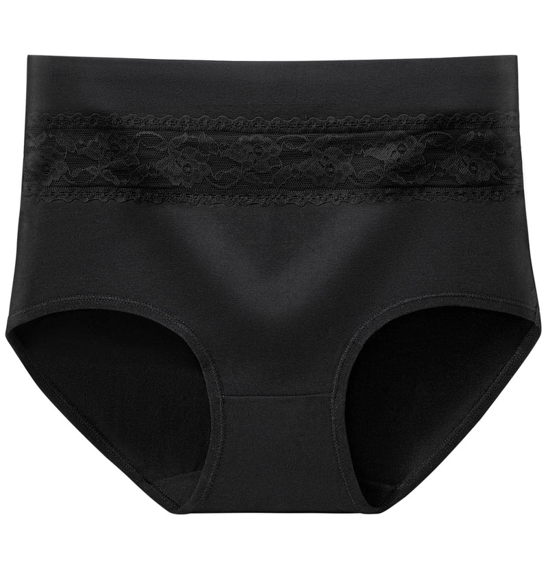 [Australia] - HAVVIS Women's High Waist Knickers Ladies Cotton Briefs Underwear Full Back Coverage Panties Plus Size Multipack Brief 06 - 5 Pack - Black S 