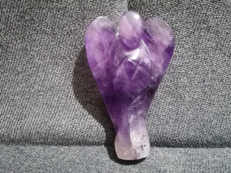 [Australia] - Amethyst Guardian Angel Hand Carved 2 Inch Crystal Pocket Natural Gemstone Statue Mini Figurine Ornament Decoration, Reiki Healing Spiritual Stones 