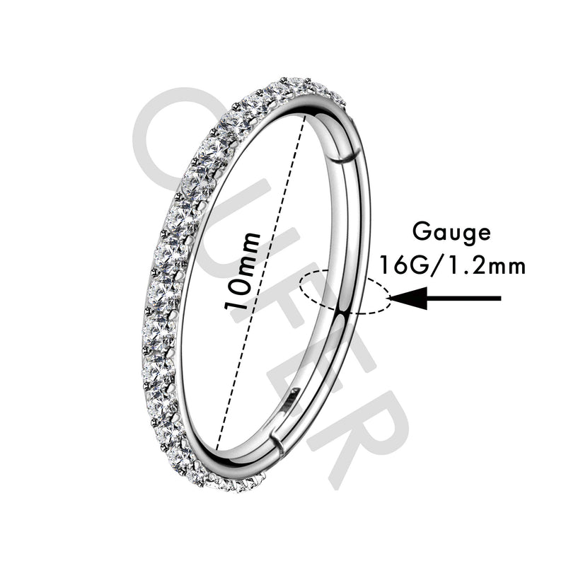 [Australia] - OUFER Nose Rings Surgical Steel Cartilage Earrings Tragus 316L Stainless Steel Helix Earrings Cartilage Earring 14G/16G/18G/20G Hinged Segment Rings Hoop 10mm Diameter 