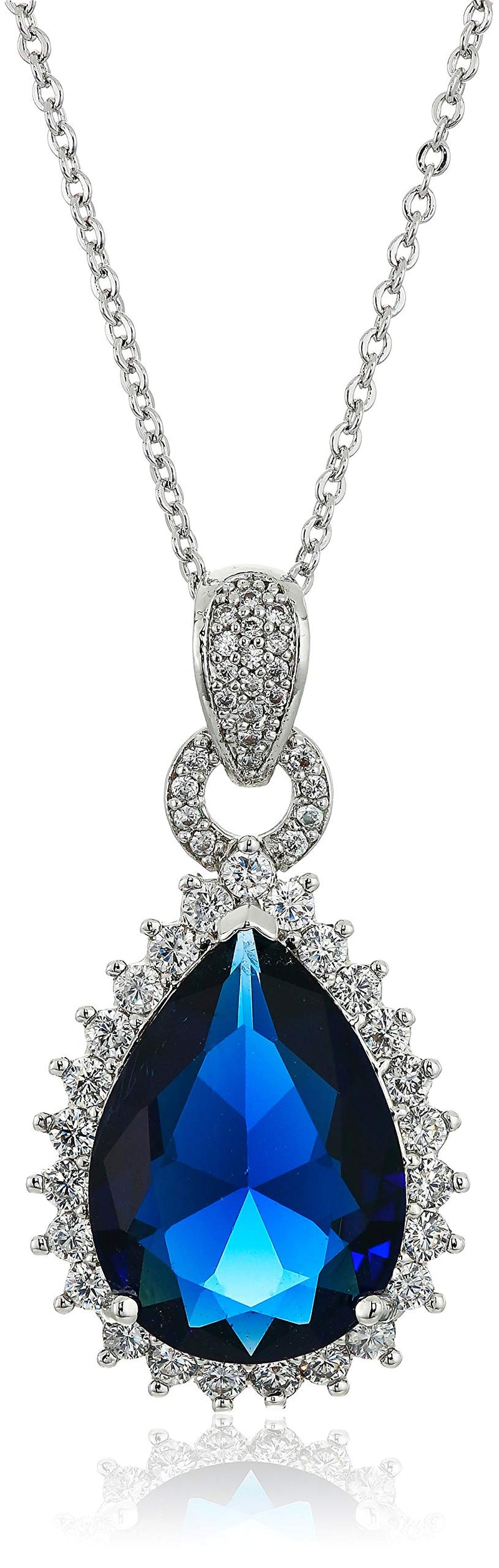 [Australia] - Crystalline Azuria Jewelry Sets for Women - Premium Wedding Jewelry Sets - Bridal Jewelry Set with Necklace and Earring for Bride - Cubic Zirconia Bridesmaid Jewelry - Formal Prom Costume Jewelry Blue 