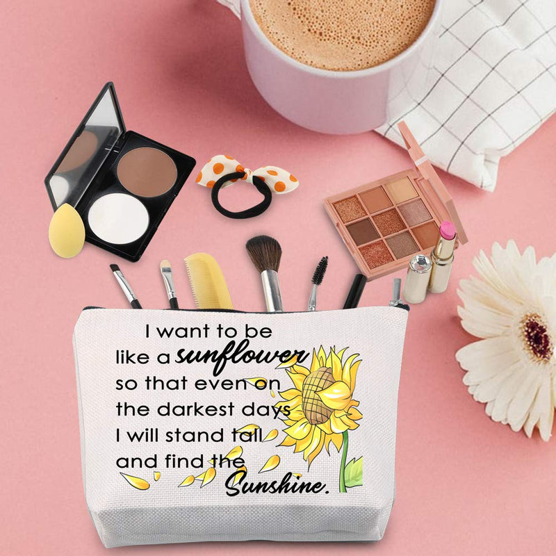 [Australia] - TSOTMO Sunflower Bags I Want to be Like a Sunflower So That Even on The Darkest Days I Will Stand Tall and Find The Sunlight Gifts Cosmetic Bags Inspirational Gift for Women (sunflower) 