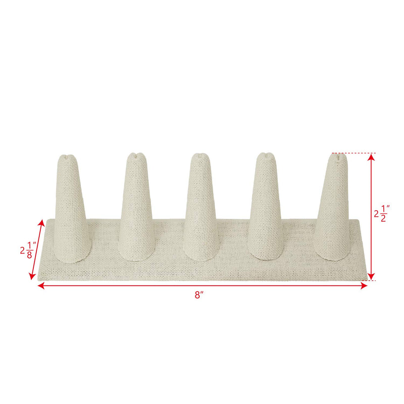 [Australia] - Mooca 2 Pcs Set Ring Organizer for Showcase Display Drawer 5 Long Ring Storage Holder Jewelry Display Stands Showcase Jewelry Storage Counter, Beige Linen, 8"W x 2 1/8"D x 2 1/2"H 