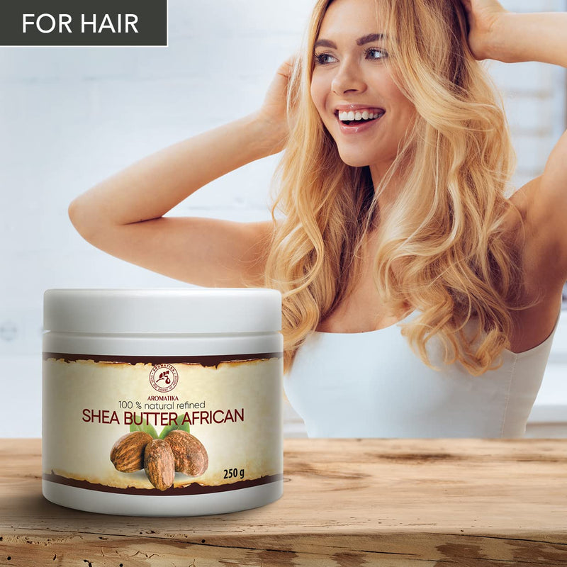[Australia] - Shea Butter African - Refined 250g - Butyrospermum Parkii Butter - African -Ghana - 100% Pure & Natural - Sheabutter - Best for Hair - Skin - Lip - Face - Body care - Karite Shea Butter 