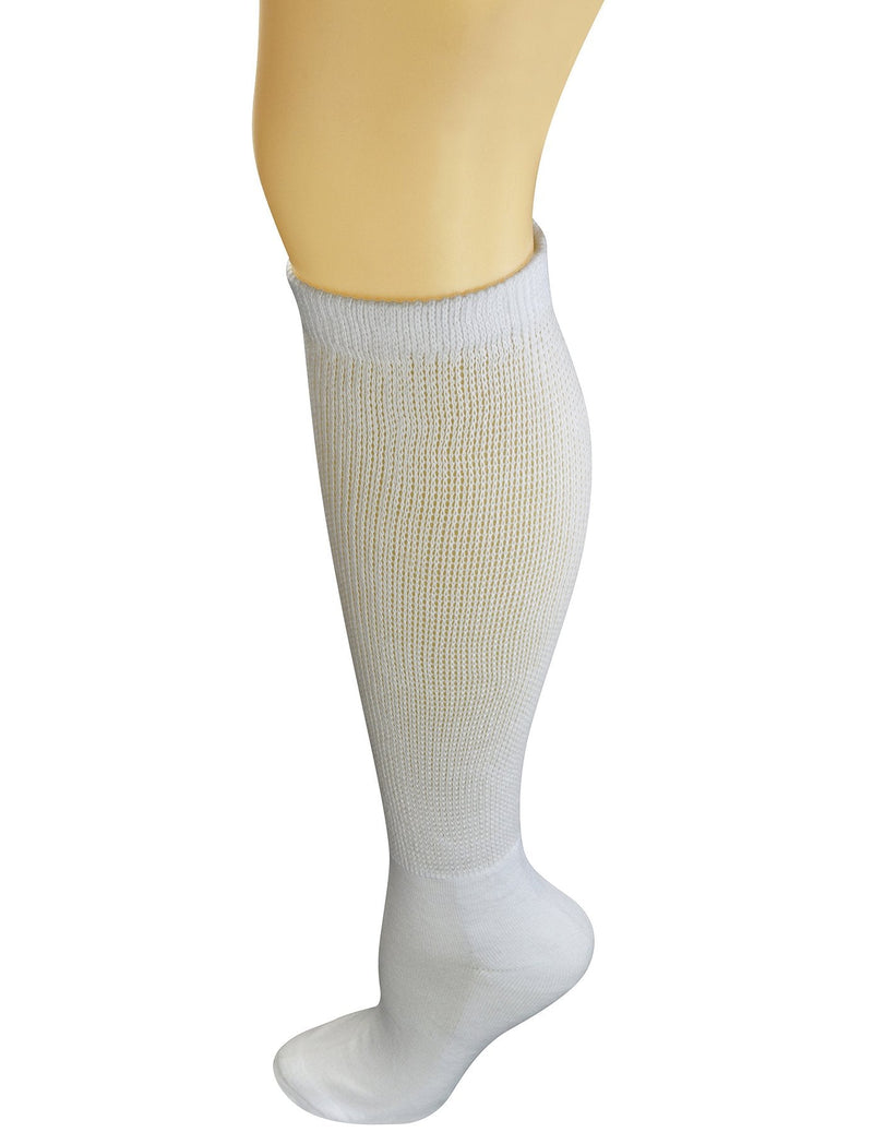 [Australia] - Yomandamor Women's Non-binding Cotton Knee-Hi Diabetic Socks Boot Socks with Cushion Sole and Seamless Toe,4 Pairs L Size 9-11 4 Pairs Solid White 