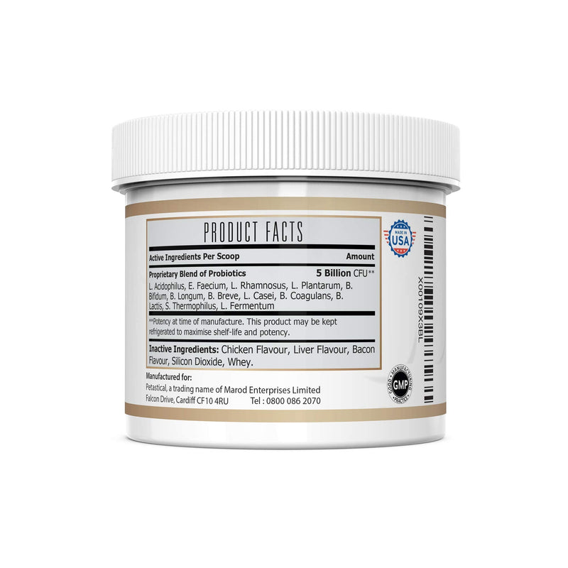 [Australia] - Petastical Probiotics for Dogs and Cats, 5 BILLION CFU Max Strength Canine Feline Probiotic Powder for Digestive Health Pet Supplement, 60 Powder Scoop 60 Scoop 