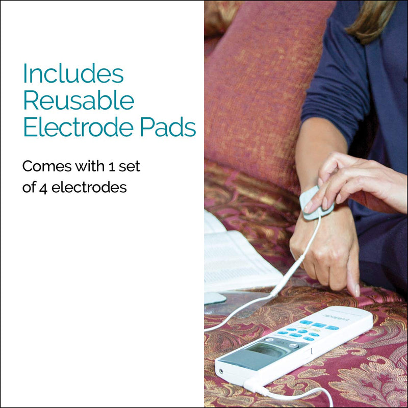 [Australia] - TruMedic TENS Electronic Pulse Unit & 4 Electrode Pads - For Muscle Stiffness, Soreness, Aches & Pains, Perfect for Relaxing Tight Muscles & Nerves for Electrotherapy Pain Management (PL-009) 