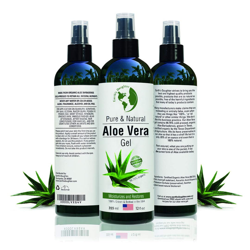 [Australia] - Aloe Vera Gel - 99.75% Organic, 12 oz Great for Face, Hair, Acne, Sunburn, Bug Bites, Rashes, Eczema 