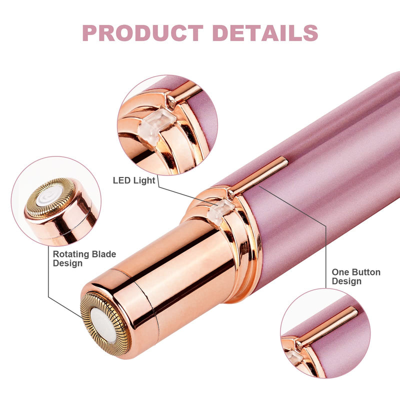 [Australia] - URAQT Facial Hair Remover for Women, Painless Face Hair Trimmer, Rechargeable Mini Epilator Lady Shaver Portable Electric Razor for Lips Face Body Peach Fuzz 
