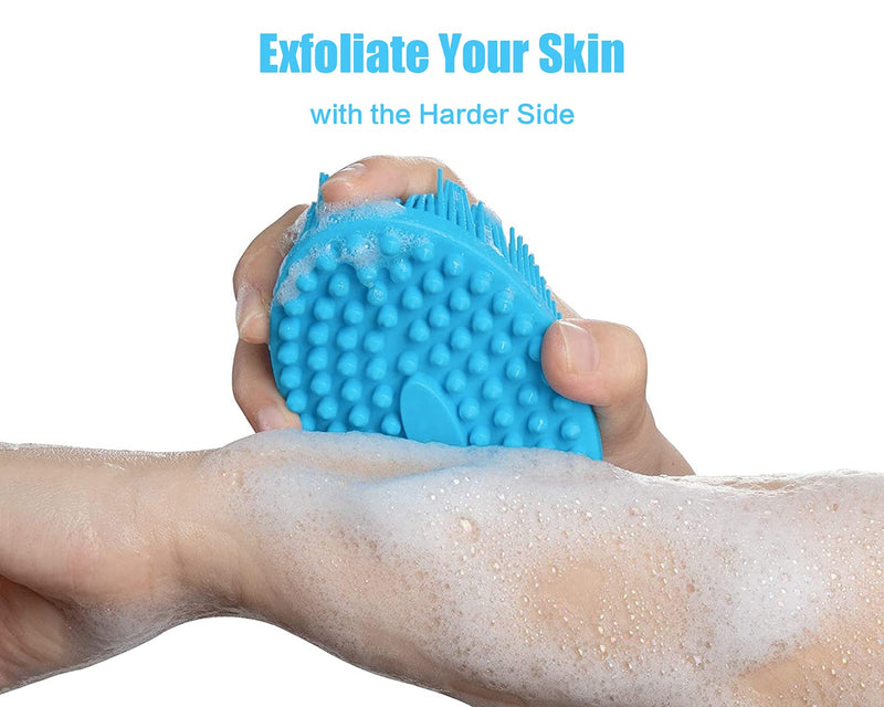 [Australia] - Silicone Body Brush, Soft Body Scrubber Shower Brush Exfoliating Cleaning Brush, Comfortable Face Skin Massage Tool (Blue) 