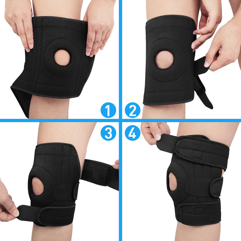 [Australia] - AVIDDA Knee Support with Open-Patella Design for Joint Pain, Sports, Injury Rehabilitation, Adjustable Knee Brace for Men Woman with 3 Straps, for Knee Circumference (12.5" to 18.5") Size XS-M: 12.5" to 18.5" Black 