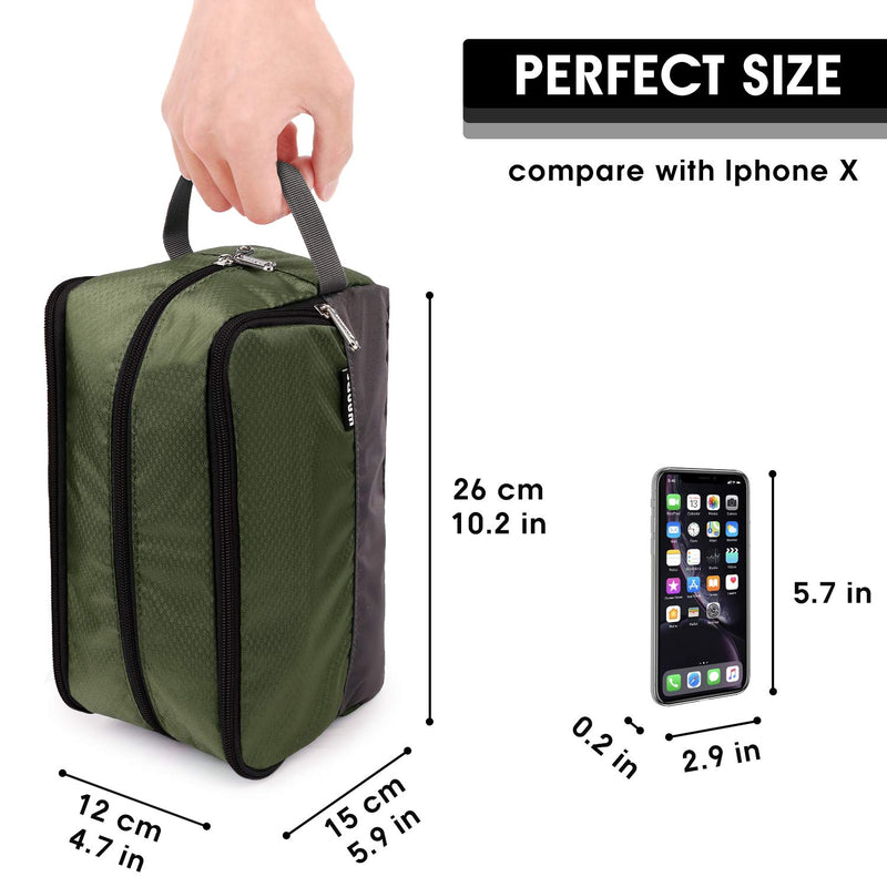 [Australia] - Toiletry Bag Small Nylon Dopp Kit Lightweight Shaving Bag for Men and Women (Army Green) Army Green 