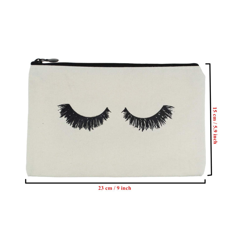 [Australia] - LJY 9 Pieces Eyelash Pattern Makeup Cosmetic Travel Pouches Toiletry Bag Cases with Zipper for Women and Girls, 3 Colors 