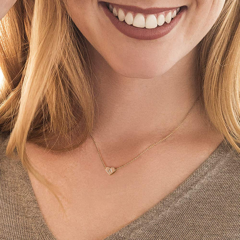 [Australia] - Heart Initial Necklaces for Women Girls - 14K Gold Filled Heart Pendant Letter Alphabet Necklace Tiny Initial Necklaces for Women Kids Child Heart Letter Initial Necklace Birthday Gifts for Girls A 