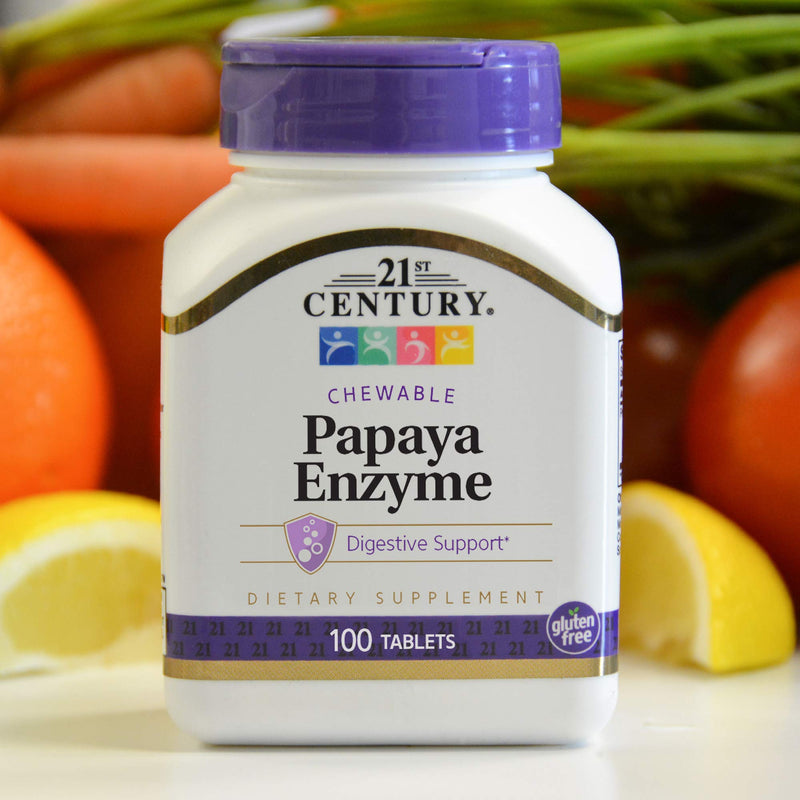 [Australia] - 21st Century Papaya Enzyme Chewable Tablets, Tropical, 100 Count 