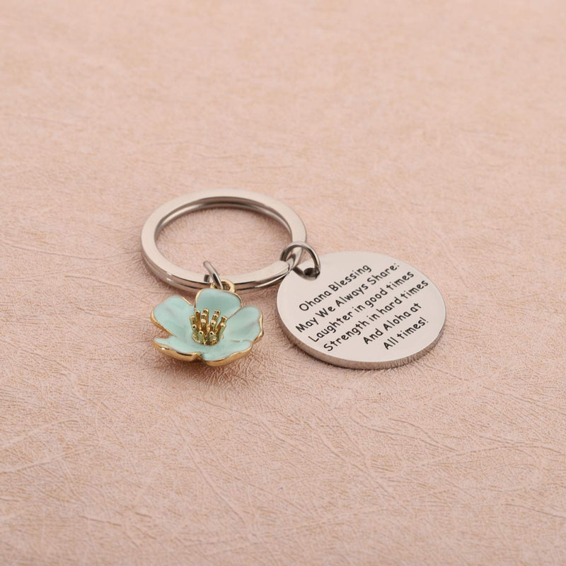 [Australia] - FUSTMW Ohana Keychain Blessing Gifts Hibiscus Charm Keychain Hawaiian Ohana Jewelry Gift for Family silver 