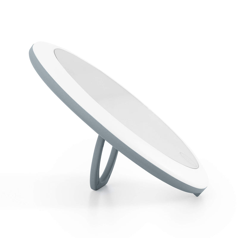 [Australia] - Zadro Compact LED Travel Makeup Mirror Rechargeable with Carrying Pouch, Micro USB Charging Cord, and 1X Magnification (Gray) Grey 